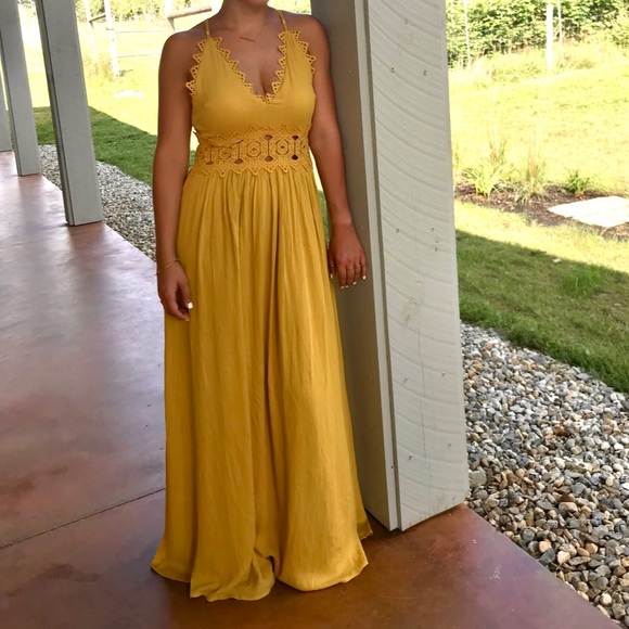 This Is Love Mustard Yellow Lace Maxi - Picture 2 of 10